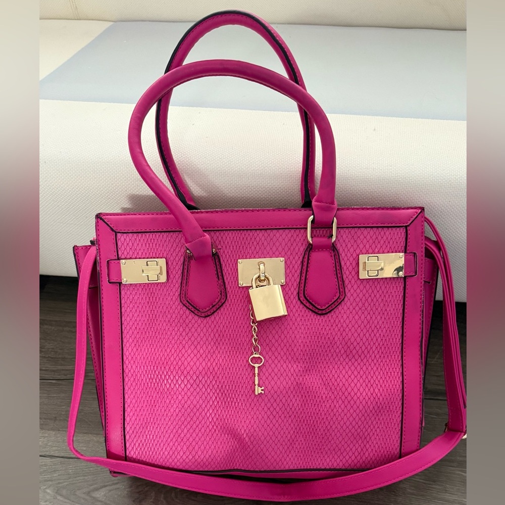 Aldo Pink Structured Tote with Gold Accents